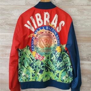 GUESS X J Balvin Vibras Alpine Satin Bomber Jacket Guess Tropical Ptp 23 L 25